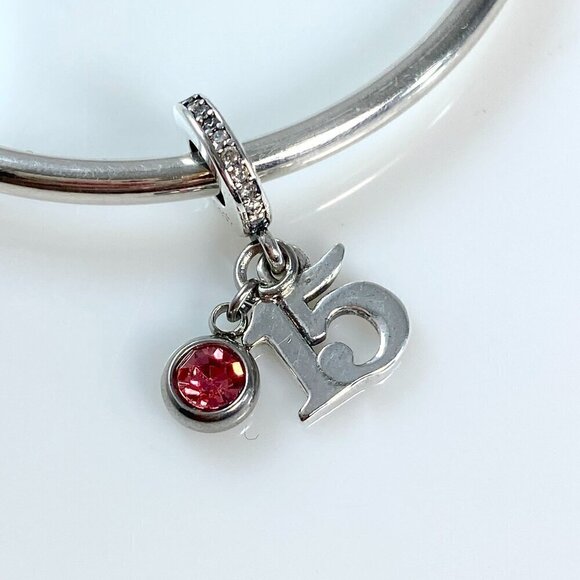 Sterling Silver 15th Birthday with Birthstone Dangle Charm - CUSTOMIZABLE - Picture 3 of 7